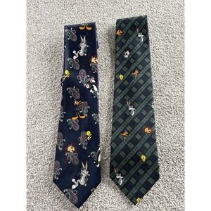 Vintage Looney Tunes Necktie Lot Bugs Bunny Daffy Duck Tweety Silk Ties